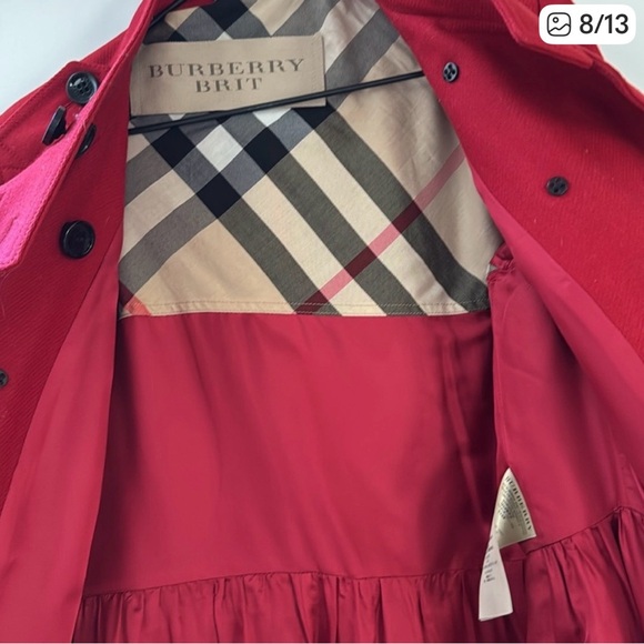 Burberry wool coat Sz 14 red - Picture 7 of 11